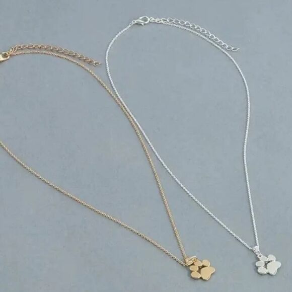 Chic Stainless Steel Paw Print Necklace Gold Plated or Silver Plated - Picture 5 of 6